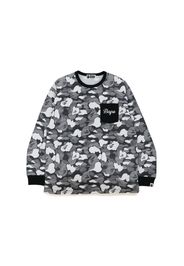 BAPE Stripe ABC Camo Relaxed Fit Pocket L/S Tee Black