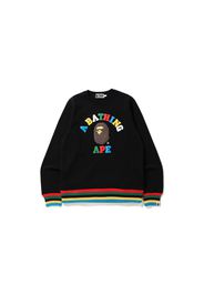 BAPE Multi Color Letters College Line Rib Crewneck Black