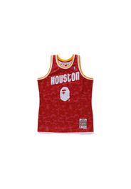 BAPE x Mitchell & Ness Rockets Camo Basketball Swingman Jersey Red