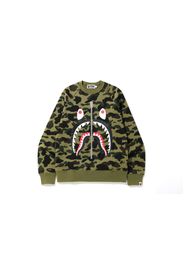 BAPE 1st Camo Printed Zip Shark Crewneck Green