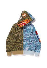 BAPE XXV Cities Camo Tiger Shark Half Full Zip Hoodie Green/Blue