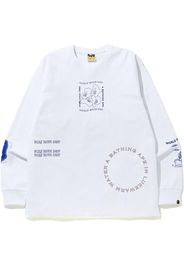 BAPE Ink Print Relaxed #1 L/S Tee White