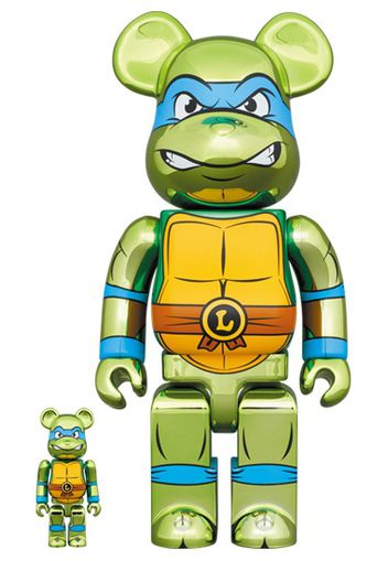 Bearbrick x Teenage Mutant Ninja Turtles Leonardo 100% & 400% Set Chrome Ver.