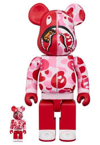 Bearbrick x BAPE Baby Milo(R) Camo Shark 100% & 400% Set Pink