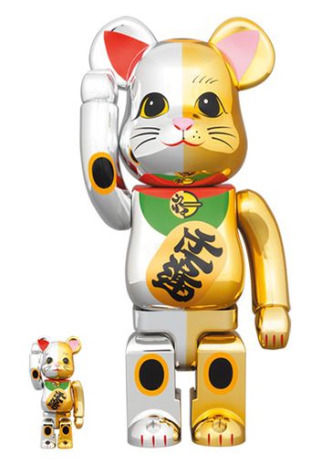 Bearbrick Maneki Neko Good Luck Silver x Ten Million Gold 100% & 400% Set Silver/Gold