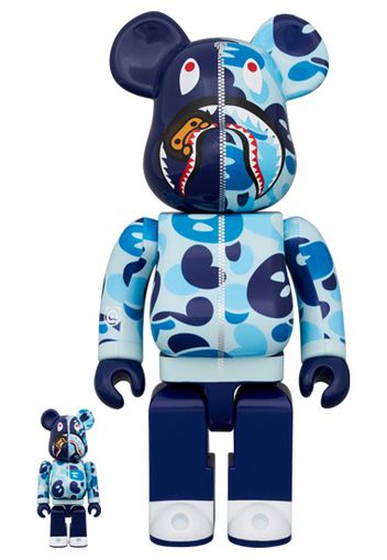 Bearbrick x BAPE Baby Milo(R) Camo Shark 100% & 400% Set Blue