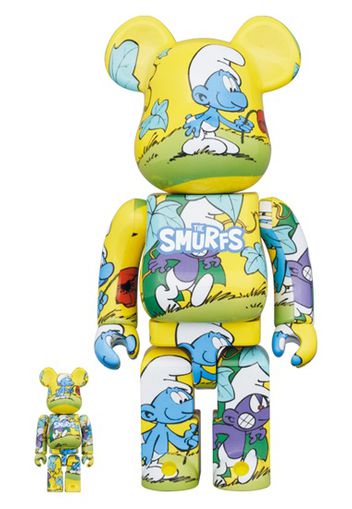 Bearbrick x The Smurfs (The Purple Smurfs) 100% & 400% Set Yellow