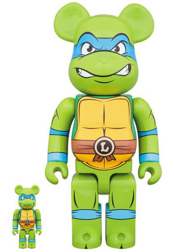 Bearbrick Medicom TMNT Leonardo 100% & 400% Set Green