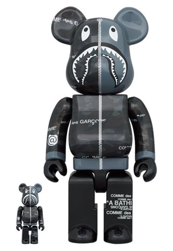 Bearbrick x BAPE x Comme des Garcons Camo Shark 100% & 400% Set