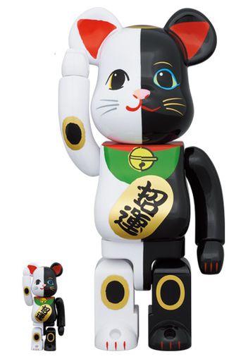 Bearbrick Lucky Cat Money Luck White x Blessing Black 100% & 400% Set