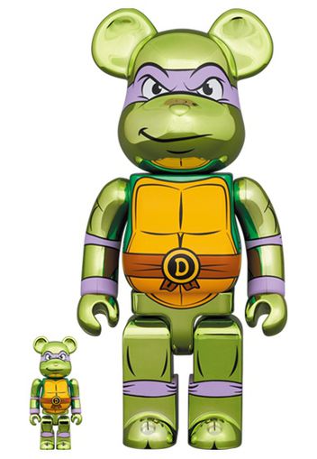 Bearbrick x Teenage Mutant Ninja Turtles Donatello 100% & 400% Set Chrome Ver.