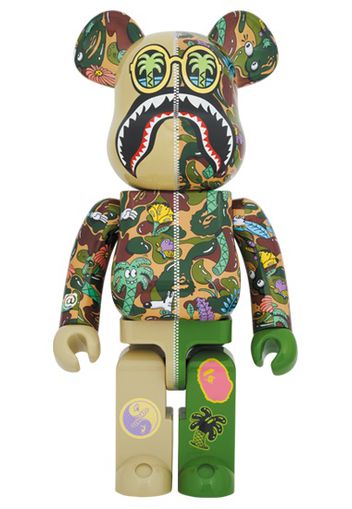 Bearbrick x Steven Harrington x BAPE Shark 1000% Green Camo