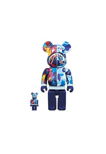 Bearbrick x Bape x Mika Ninagawa Shark 100% & 400% Set Blue