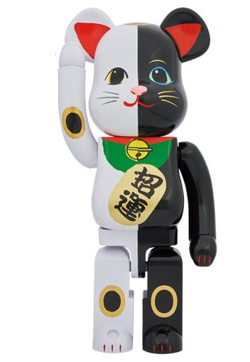 Bearbrick Lucky Cat Money Luck White x Blessing Black 1000