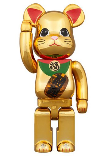 Bearbrick Medicom Lucky Cat Good Luck Luminous 400% Gold Plated