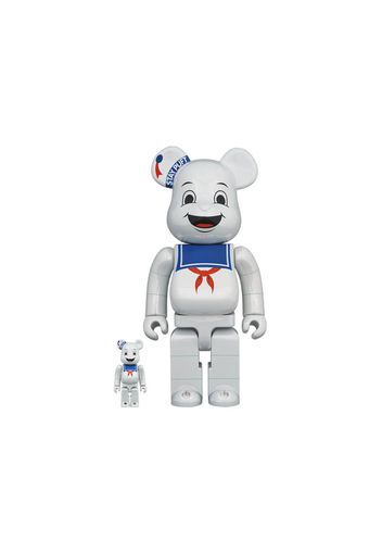 Bearbrick Stay Puft Marshmallow Man 100% & 400% Set White Chrome Ver.