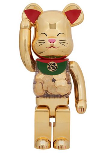 Bearbrick Lucky Cat Oval Good Luck Gold Plated 1000%