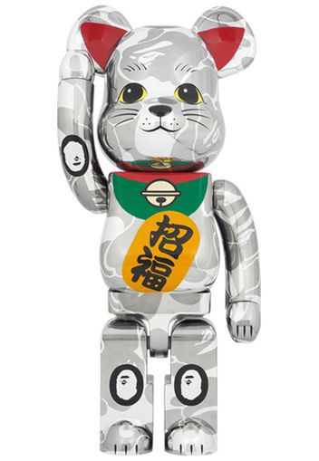 Bearbrick x BAPE Maneki Neko 1000% Silver Plated