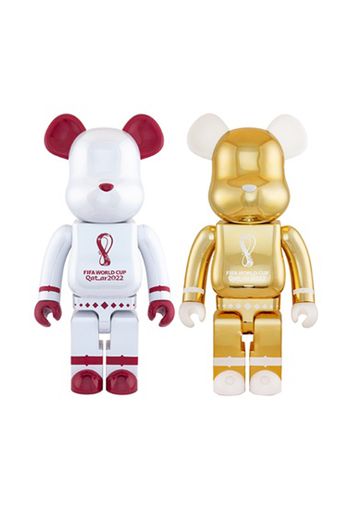 Bearbrick x FIFA World Cup Qatar 2022 1000% Set of 2 White Chrome/Gold