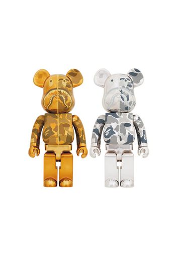 Bearbrick x BAPE Camo Shark 1000% Set of 2 Gold/Silver