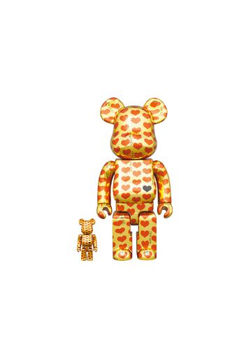 Bearbrick x Hide X JAPAN Yellow Heart 100% & 400% Set Gold