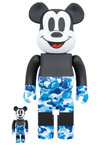 Bearbrick BAPE Mickey Mouse 100% & 400% Set Black/Blue Camo