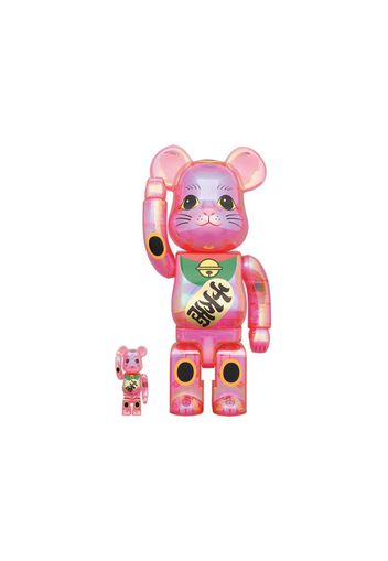 Bearbrick Maneki Neko 100% & 400% Set Pink Transparent Plating