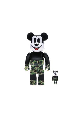 Bearbrick BAPE Mickey Mouse 100% & 400% Set Black/Green Camo