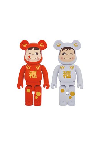 Bearbrick Daruma Peko-chan & Poco-chan 1000% Set Red/White