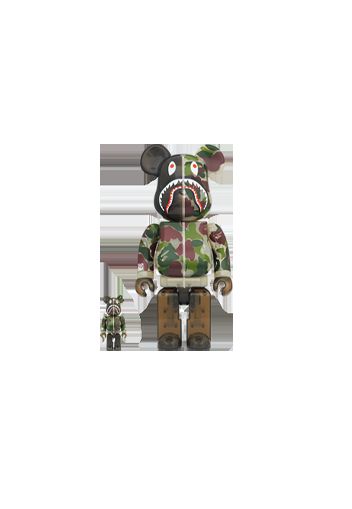 Bearbrick x BAPE ABC Camo Shark 100% & 400% Set Clear Green