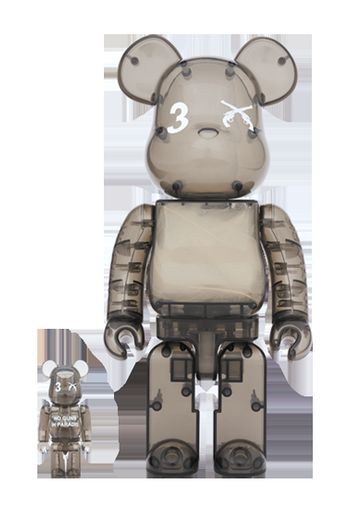 Bearbrick 3. Paradis x Roarguns 100% & 400% Set Clear Black