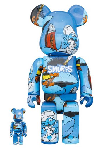 Bearbrick x The Smurfs (The Astrosmurf) 100% & 400% Set Blue