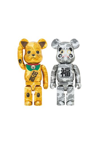 Bearbrick x BAPE Maneki Neko & Daruma 1000% 2x Set Gold & Silver Plated