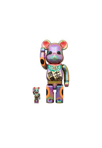 Bearbrick Maneki Neko Good Luck Senman Ryo 100% & 400% Set Black Transparent