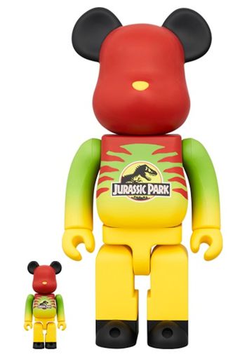 Bearbrick x Jurassic Park 100% & 400% Set Green/Yellow