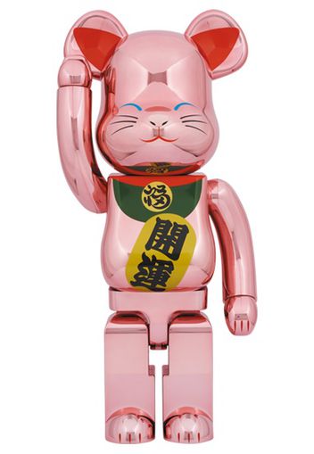 Bearbrick x Medicom Toy Maneki Neko Good Luck Peach Gold Plated 1000%