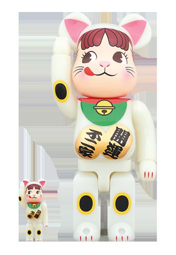 Bearbrick Beckoning Cat Peko Chan Luminous 100% & 400% Set White