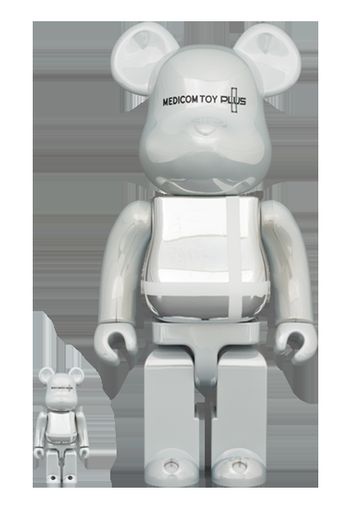 Bearbrick Medicom Toy Plus 100% & 400% Set White Chrome Ver.