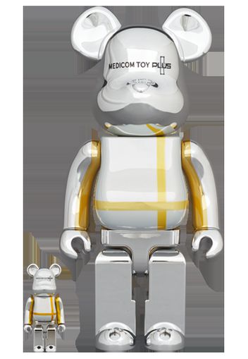 Bearbrick MEDICOM TOY PLUS 100% & 400% Set SILVER CHROME Ver.