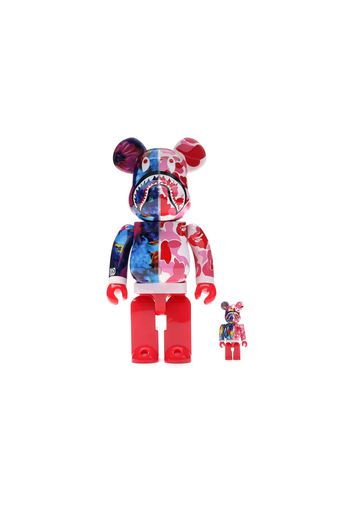 Bearbrick x Bape x Mika Ninagawa Shark 100% & 400% Set Pink