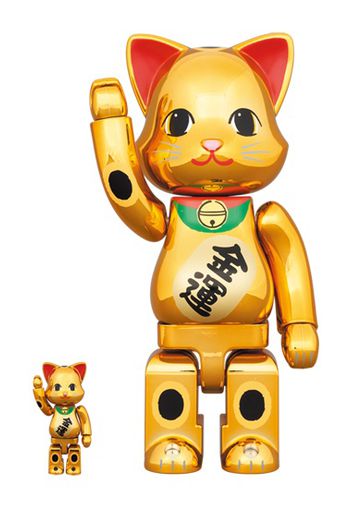 Bearbrick Nyabrick Lucky Cat 100% & 400% Set Gold Plated