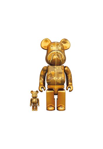 Bearbrick x BAPE Camo Shark 100% & 400% Set Gold