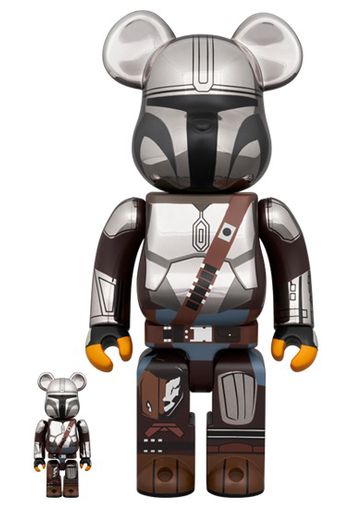 Bearbrick Star Wars The Mandalorian 100% & 400% Set Chorme