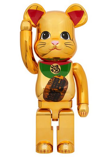 Bearbrick Medicom Lucky Cat Good Luck Luminous 1000% Gold Plated