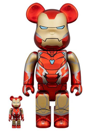 Bearbrick Marvel The Infinity Saga Iron Man Mark85 100% & 400% Set Chorme