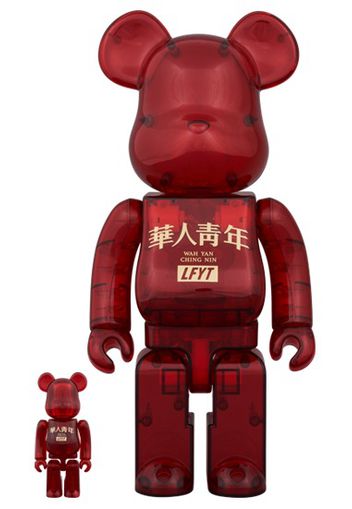 Bearbrick Lfyt x Chinese Youth Wah Yan Ching Nin 100% & 400% Set Red/Clear