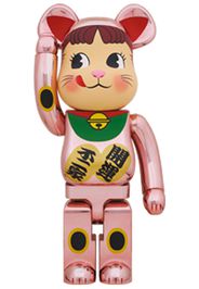 Bearbrick Maneki Neko Peko-chan 1000% Peach Gold Plated