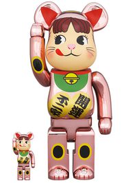 Bearbrick Maneki Neko Peko-chan 100% & 400% Set Peach Gold Plated