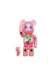 Bearbrick Maneki Neko 100% & 400% Set Pink Transparent Plating