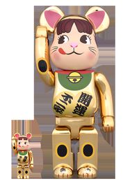 Bearbrick Beckoning Cat Peko Chan Gold Plated 100% & 400% Set Gold